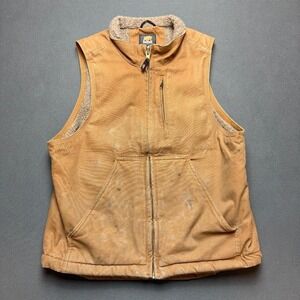 Berne Workwear Canvas Vest Brown Sherpa Lined Work Vest Size M